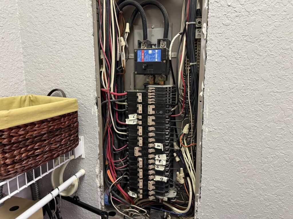 Electrical box with dead front removed for inspection