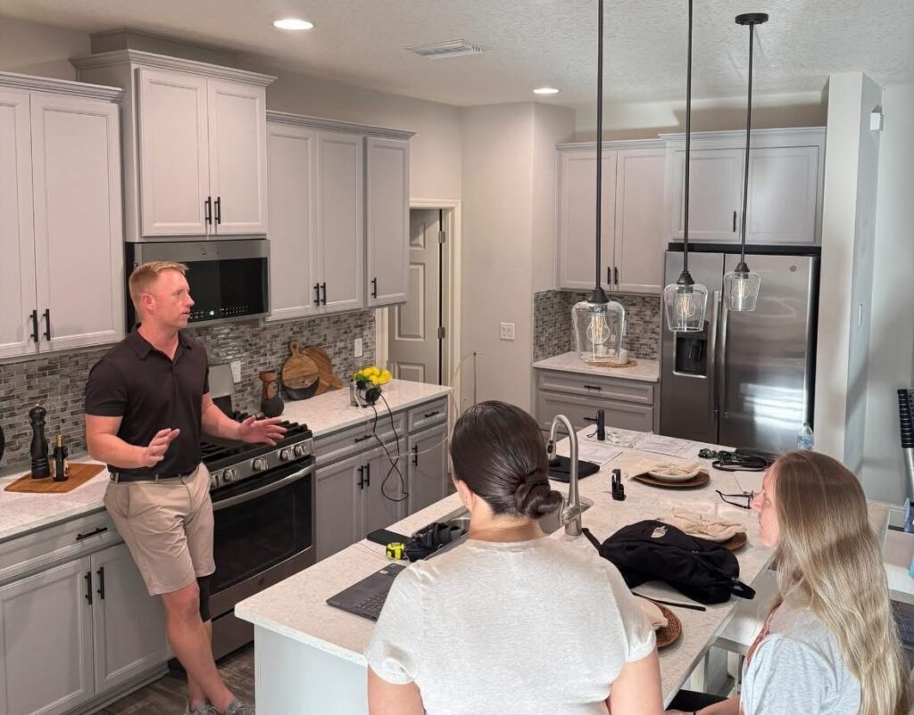 Explaining the findings of a home inspection to customers